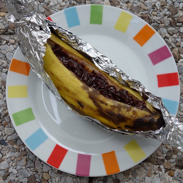 Bananes fourrées au chocolat